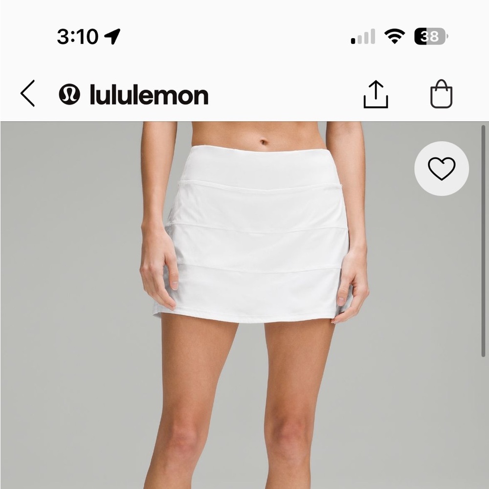 Lululemon White Pace Rival Skirt size 8 tall